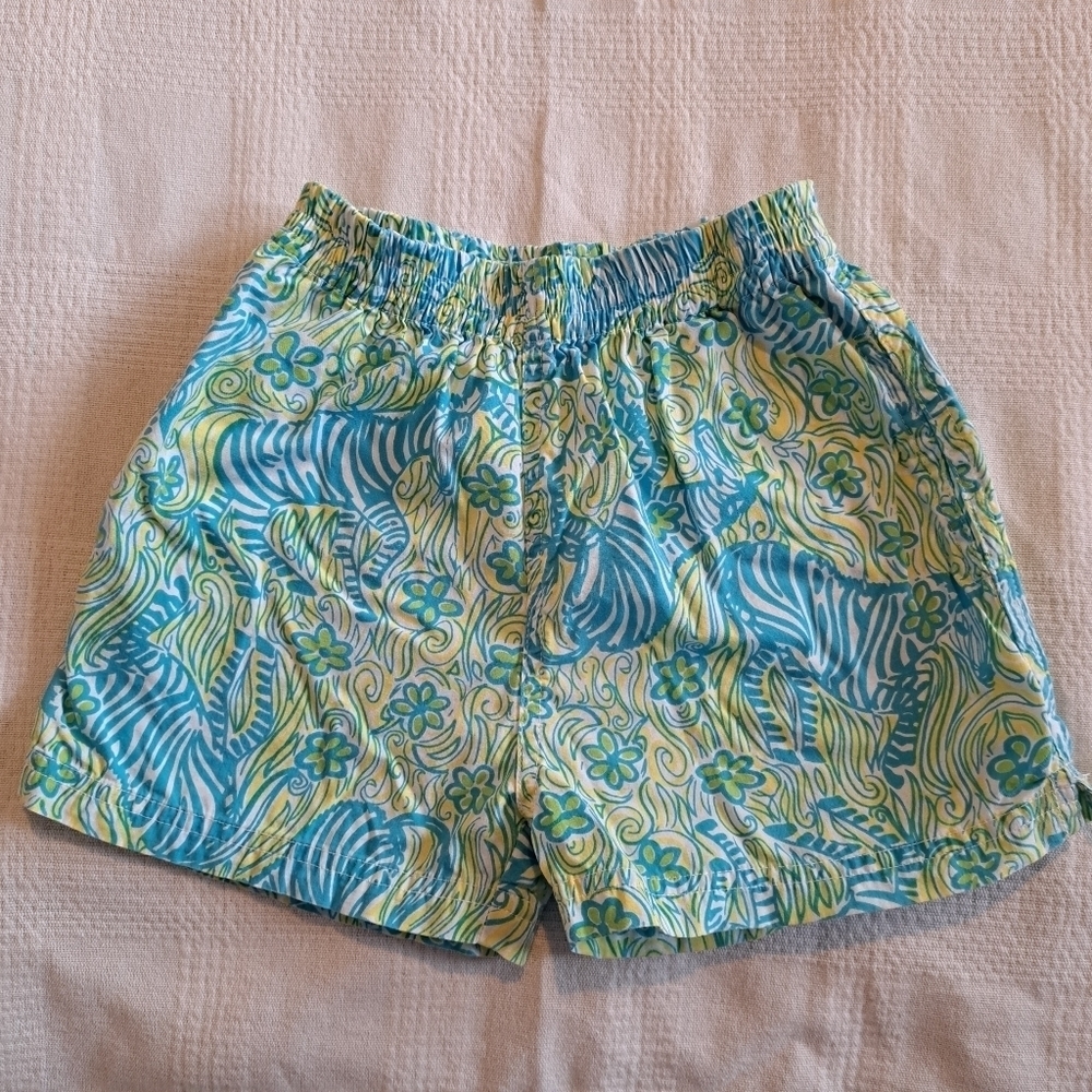 Lilly Pulitzer girls size 5 shorts White Label pull on zebra blue green white